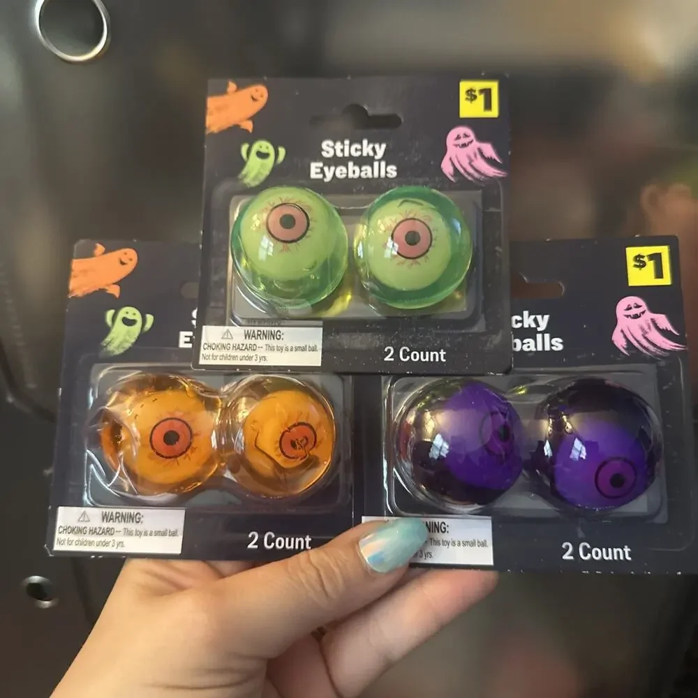 Sticky Squishy Halloween Eyeballs - Includes Orange Purple and Green